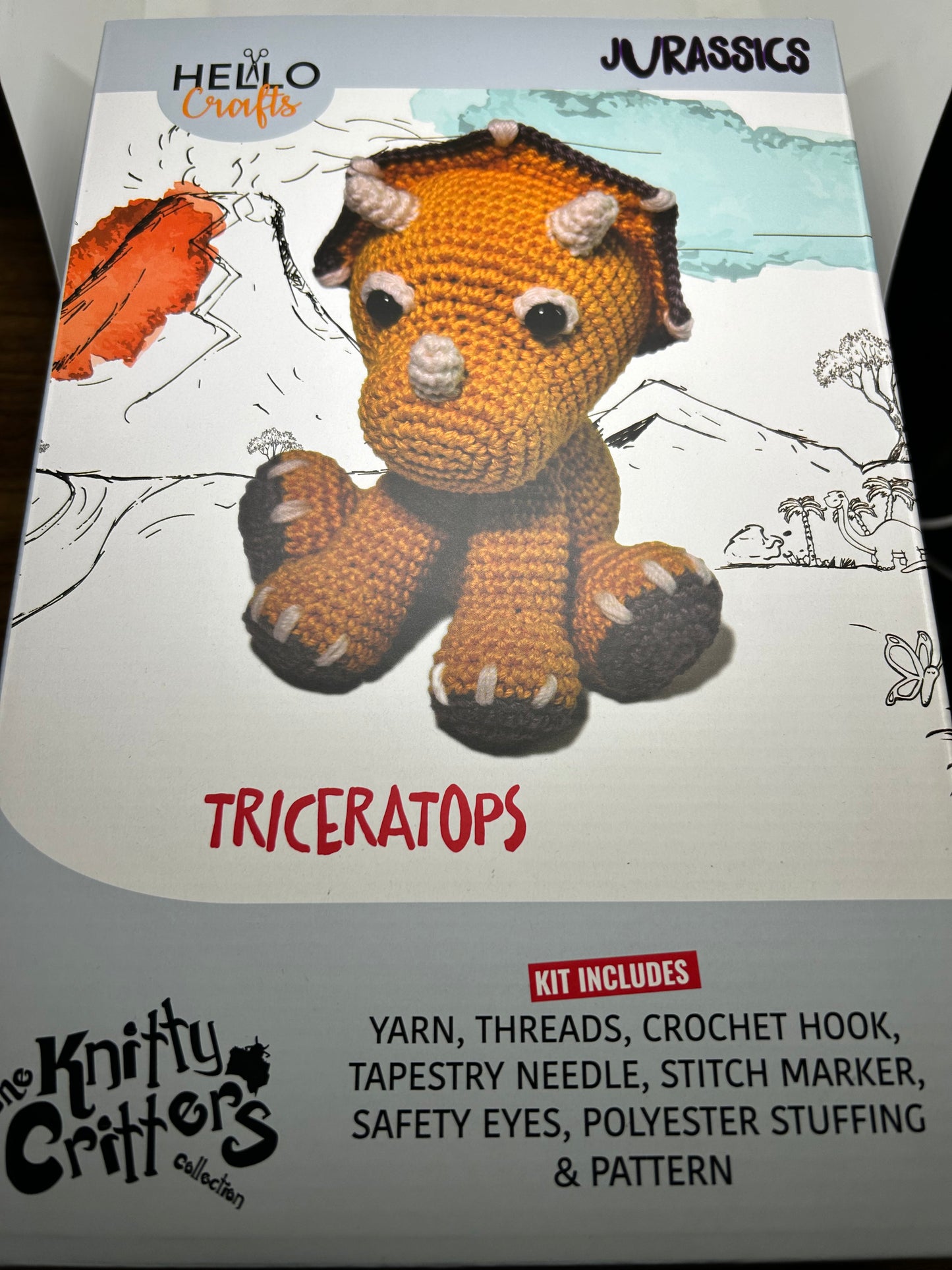 Knitty Critters - Jurassic's crochet kit - Triceratops