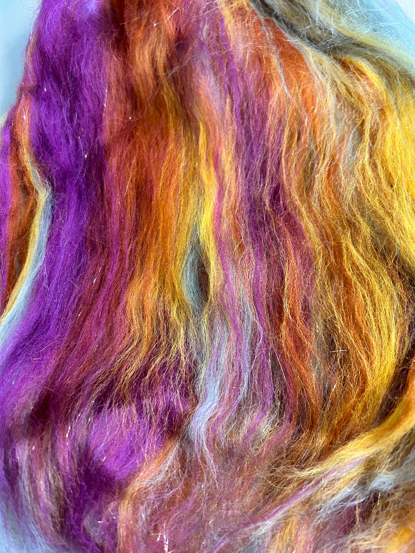 100g Positivity Corriedale Fibre Batt with Bamboo and Angelina