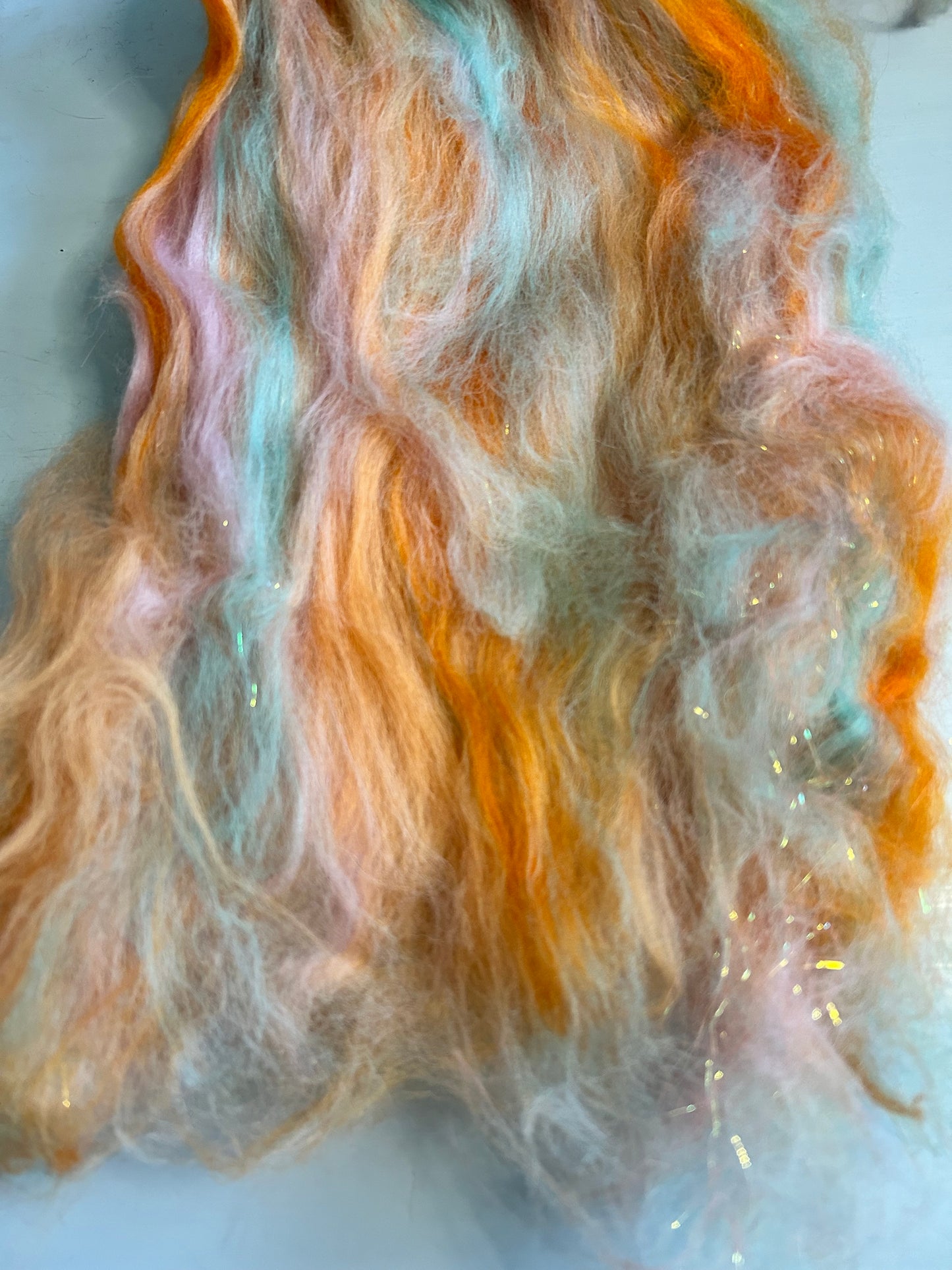 100g Autumn Corriedale Fibre Batt with Bamboo and Angelina