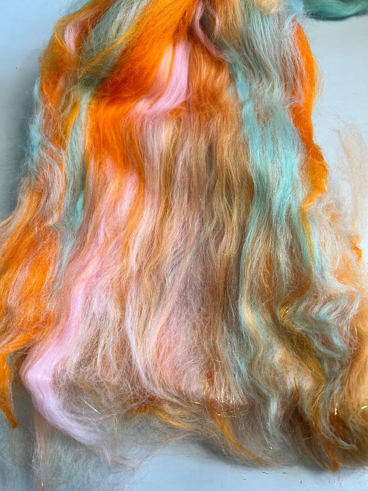 100g Autumn Corriedale Fibre Batt with Bamboo and Angelina