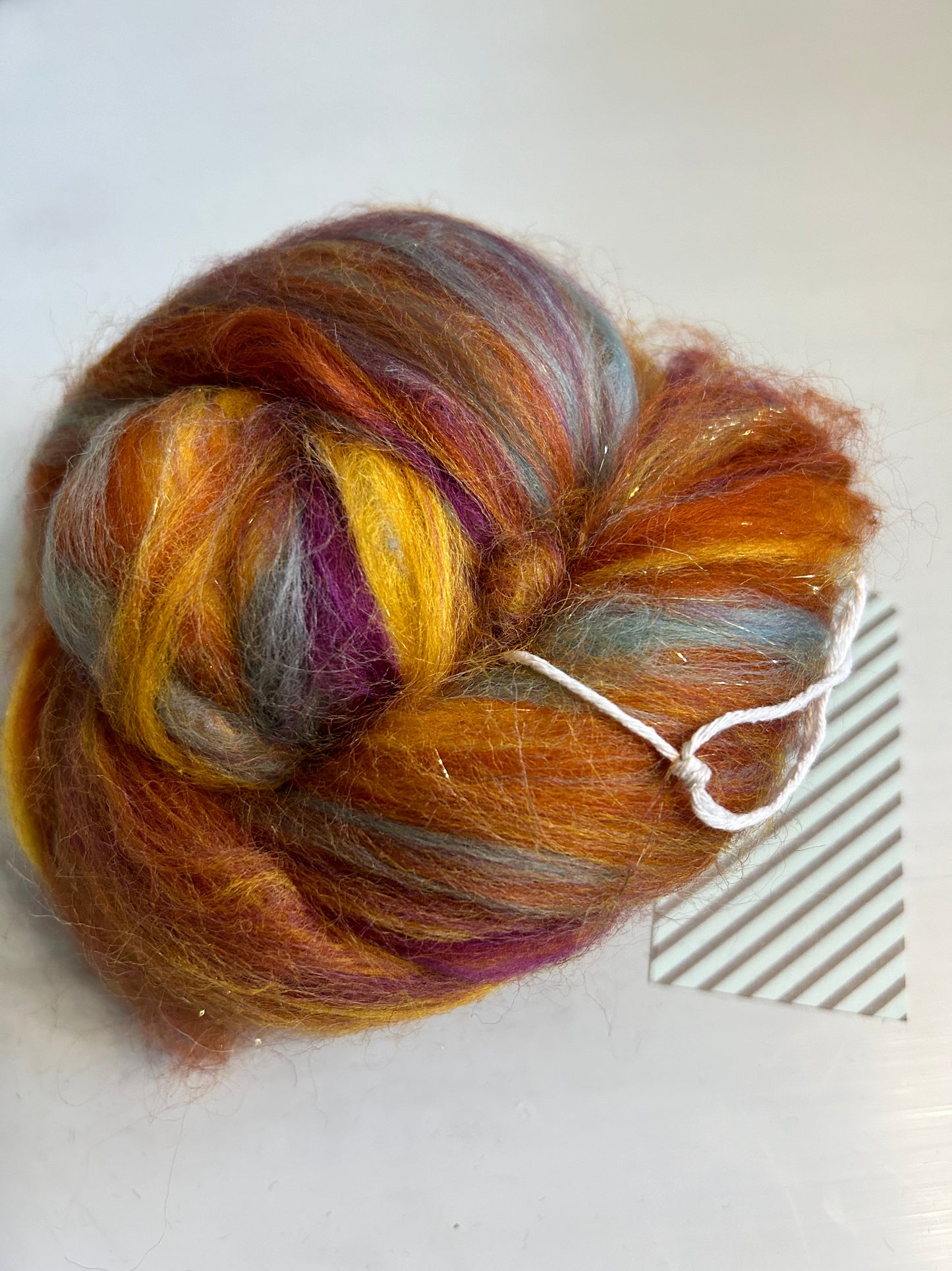 100g Positivity Corriedale Fibre Batt with Bamboo and Angelina