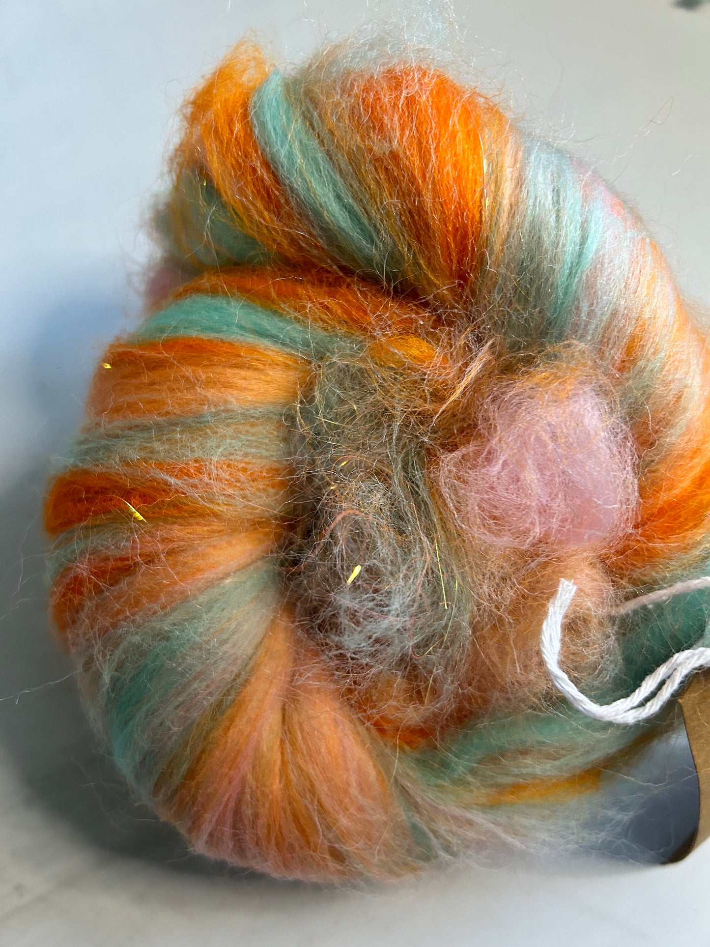 100g Autumn Corriedale Fibre Batt with Bamboo and Angelina