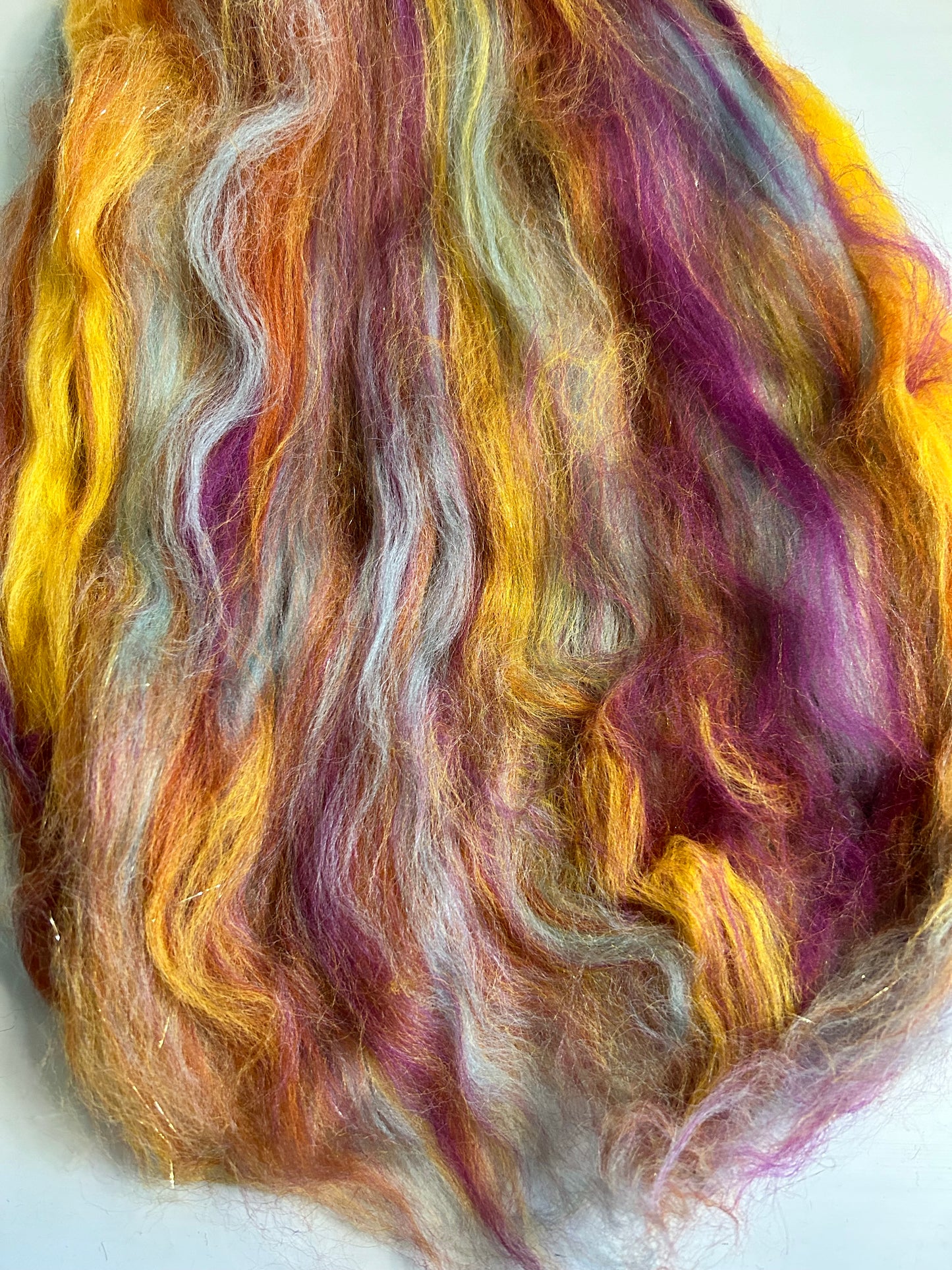 100g Positivity Corriedale Fibre Batt with Bamboo and Angelina