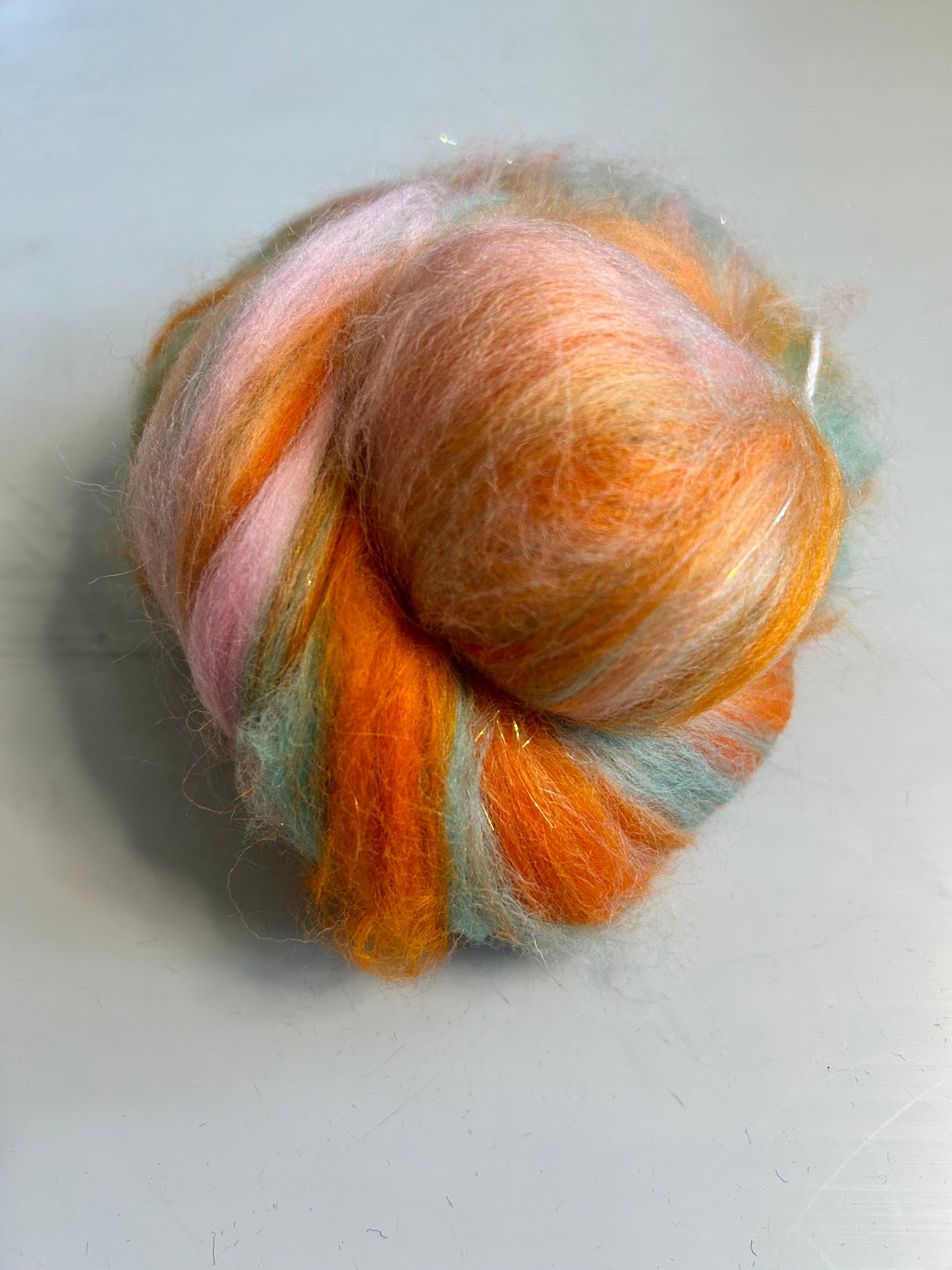 100g Autumn Corriedale Fibre Batt with Bamboo and Angelina