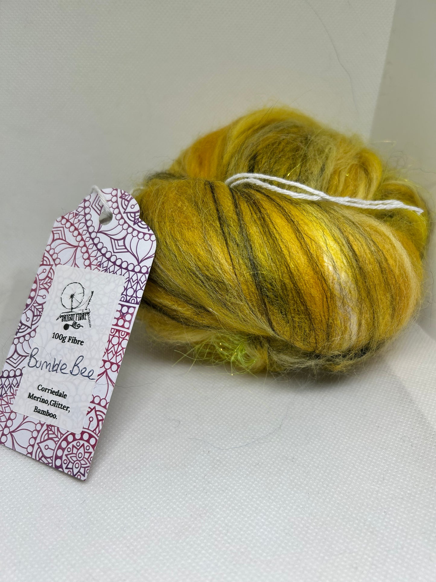 100g Bumble bee Corriedale & Merino Fibre Batt