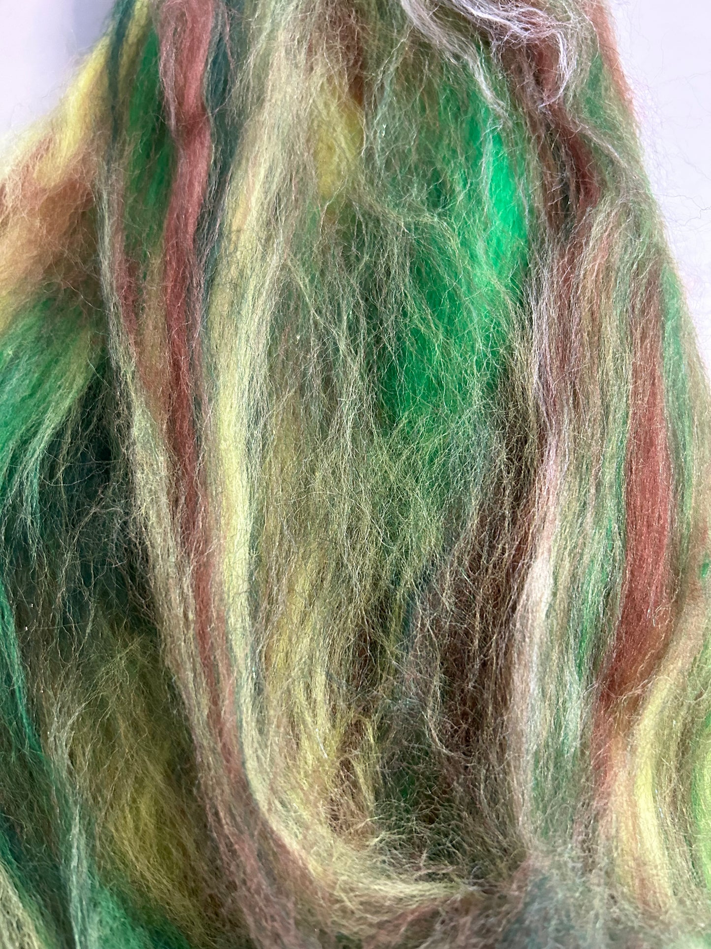 100g Camo Corriedale Fibre Batt with Bamboo and Angelina