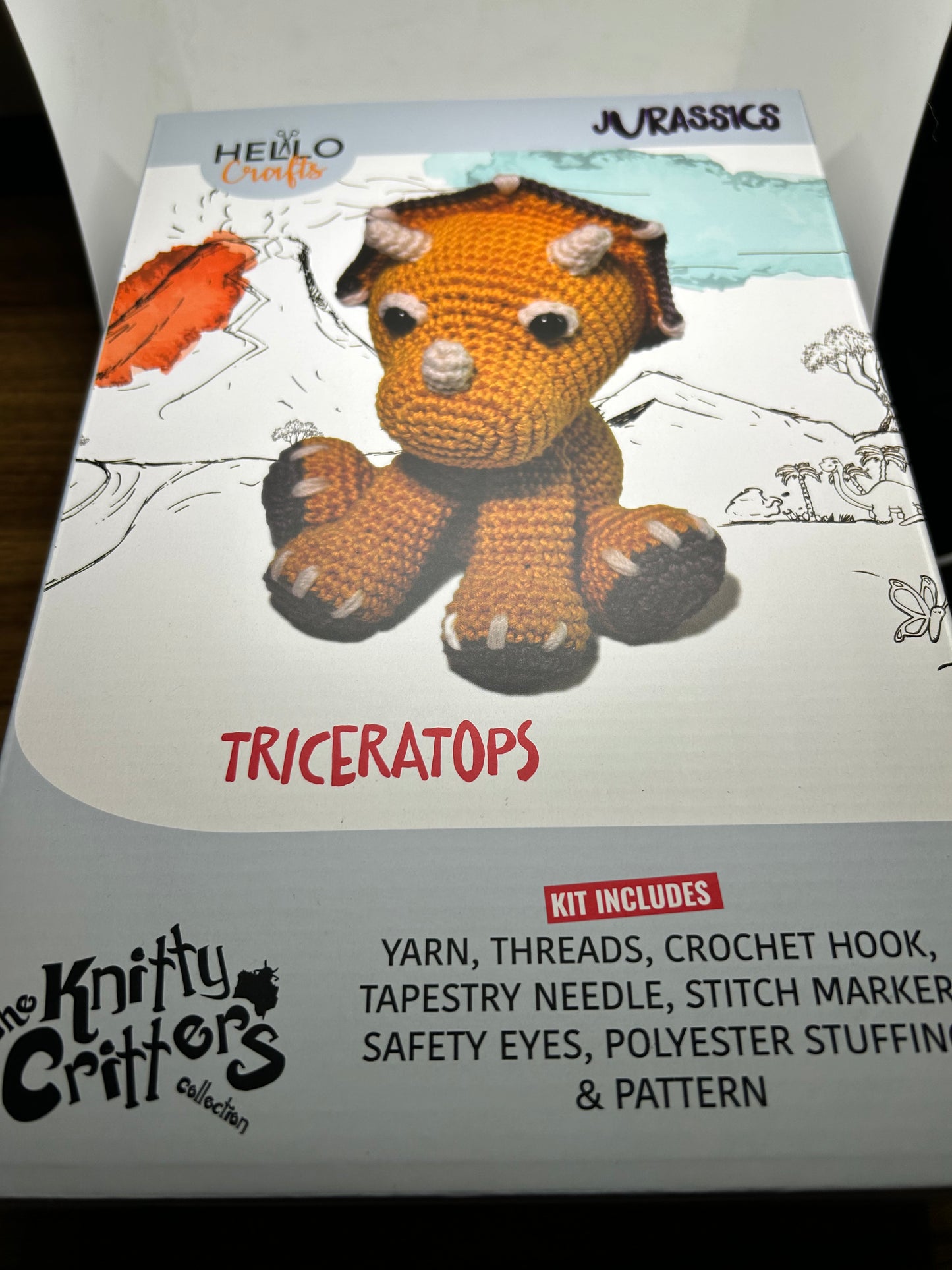 Knitty Critters - Jurassic's crochet kit - Triceratops