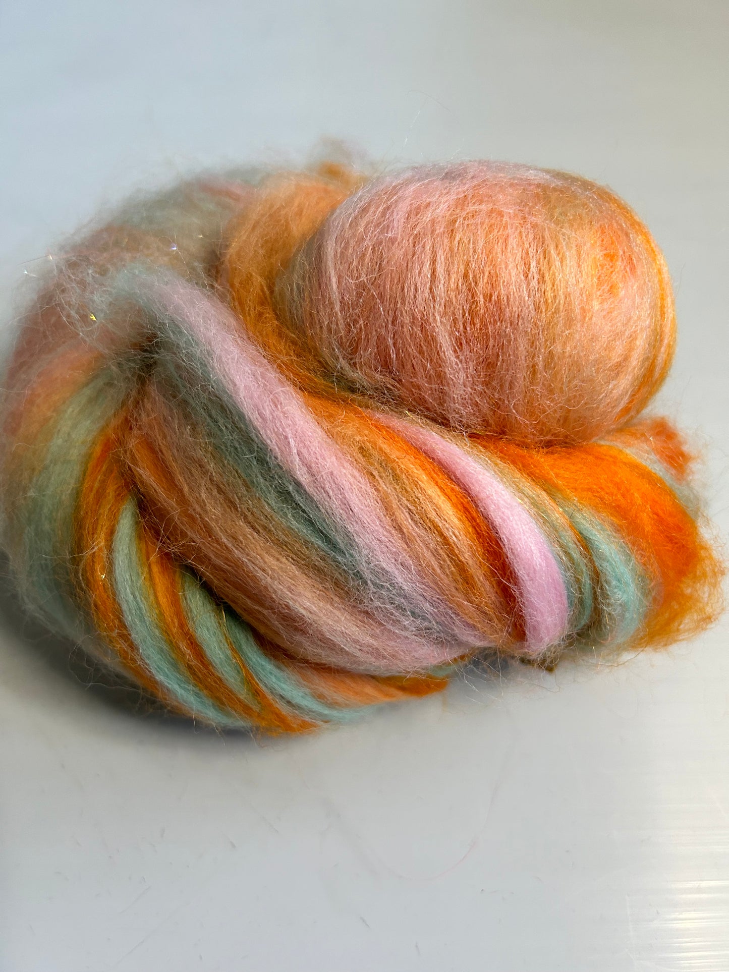 100g Autumn Corriedale Fibre Batt with Bamboo and Angelina