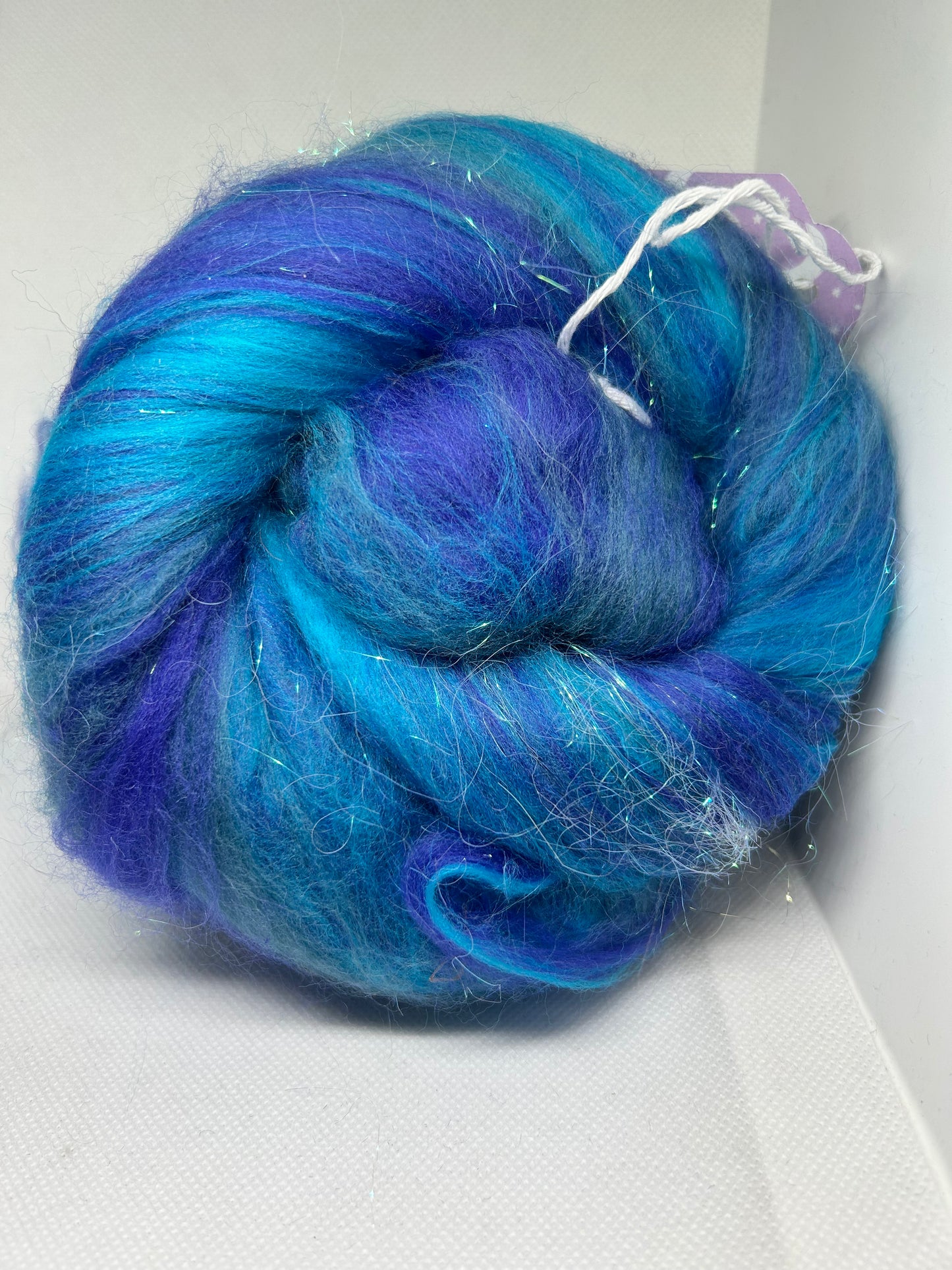 100g Blue Lagoon Merino Fibre with glitter