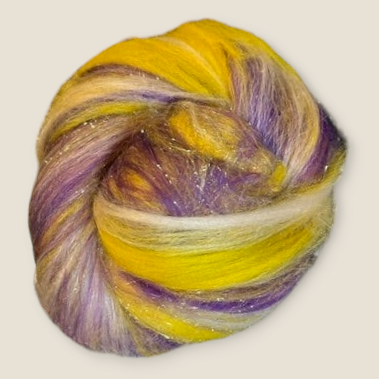 100g Purple Rain Corriedale Fibre Batt with bamboo and Angelina glitter