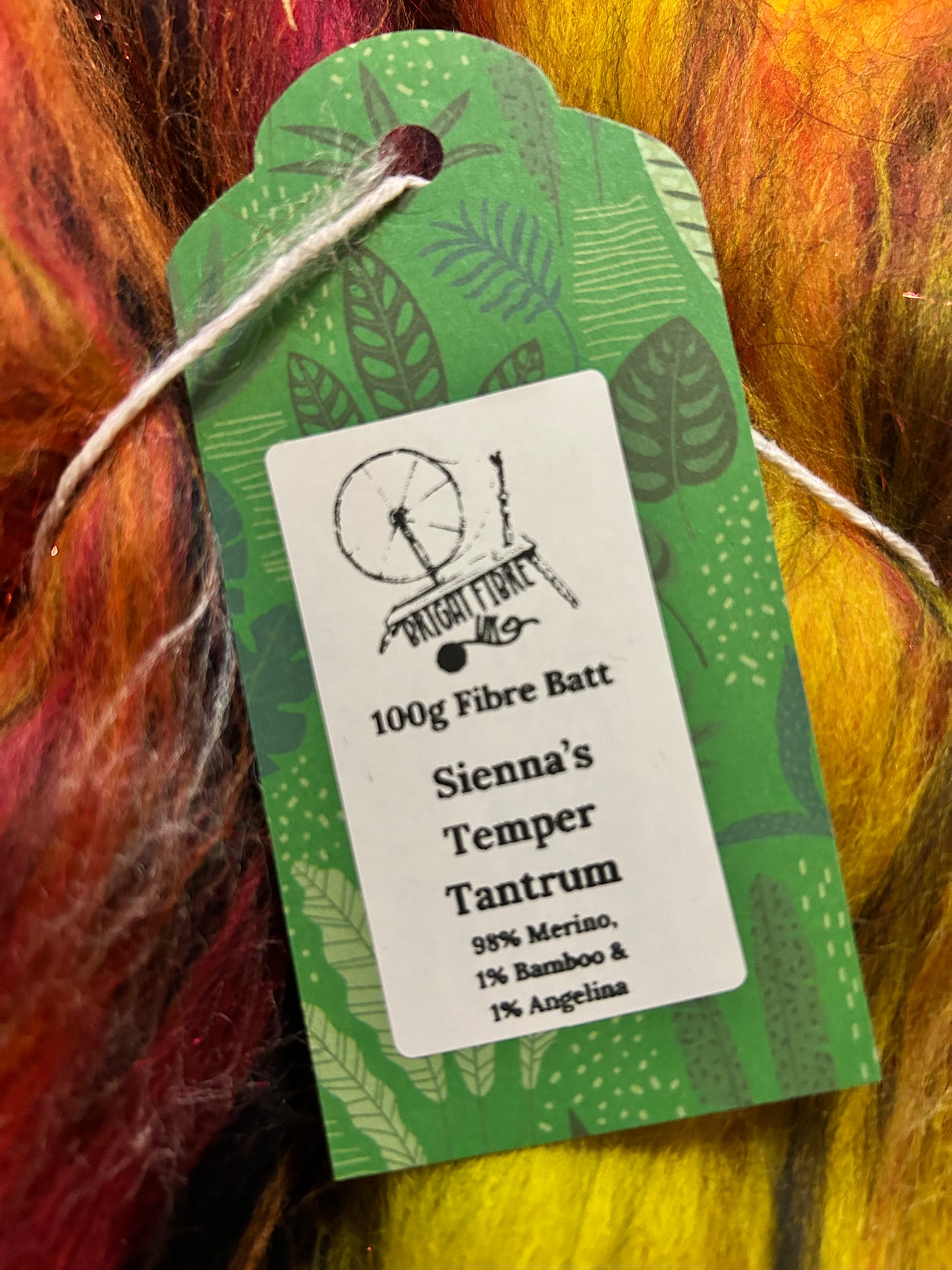 100g Sienna’s Temper Tantrum Fibre Batt