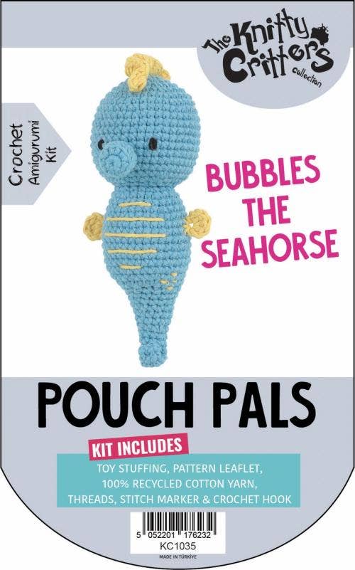 Knitty Critters - Pouch Pals 3 - Bubbles The Seahorse