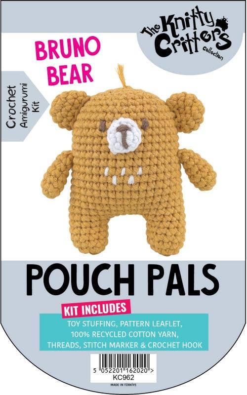 Knitty Critters - Pouch Pals 3 - Bruno Bear