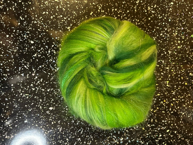 100g Green Goddess Merino fibre Batt