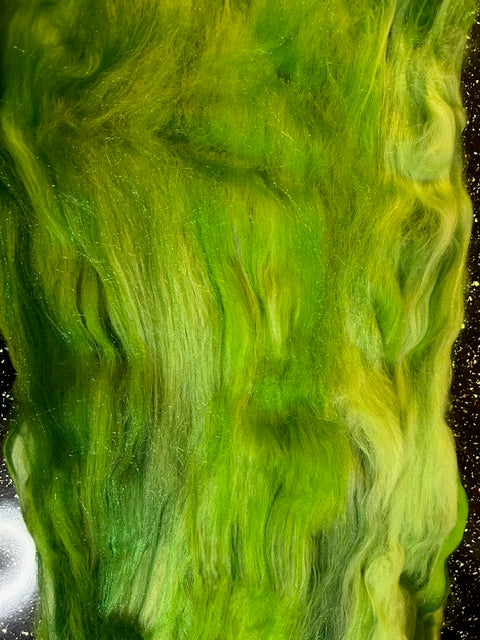 100g Green Goddess Merino fibre Batt