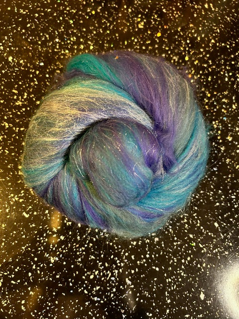 100g Blue Lagoon Merino Fibre with glitter