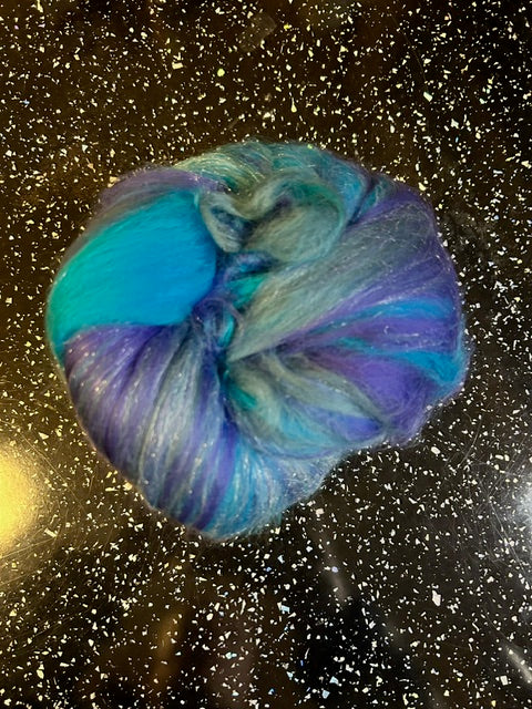100g Blue Lagoon Merino Fibre with glitter