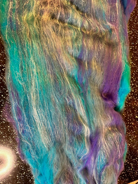 100g Blue Lagoon Merino Fibre with glitter