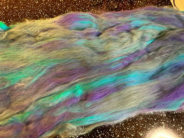 100g Blue Lagoon Merino Fibre with glitter