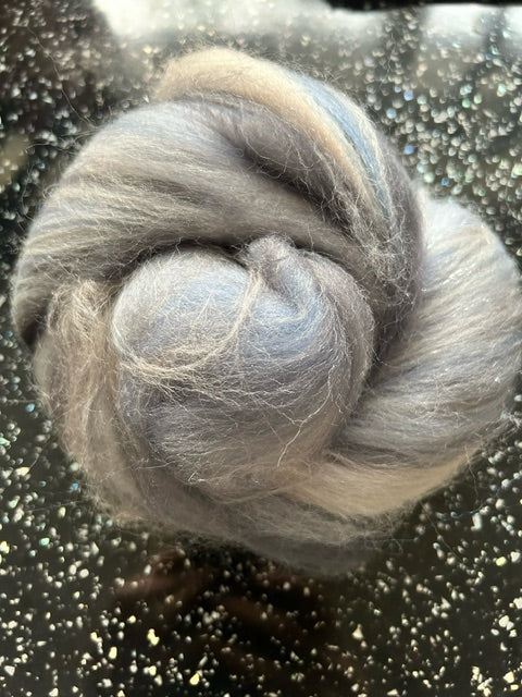 100g Ruby-Leigh Corriedale fibre batt with Bamboo and Angelina glitter