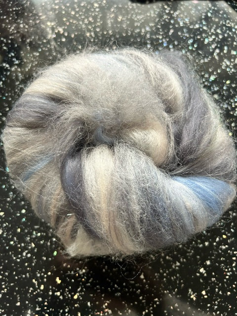 100g Ruby-Leigh Corriedale fibre batt with Bamboo and Angelina glitter