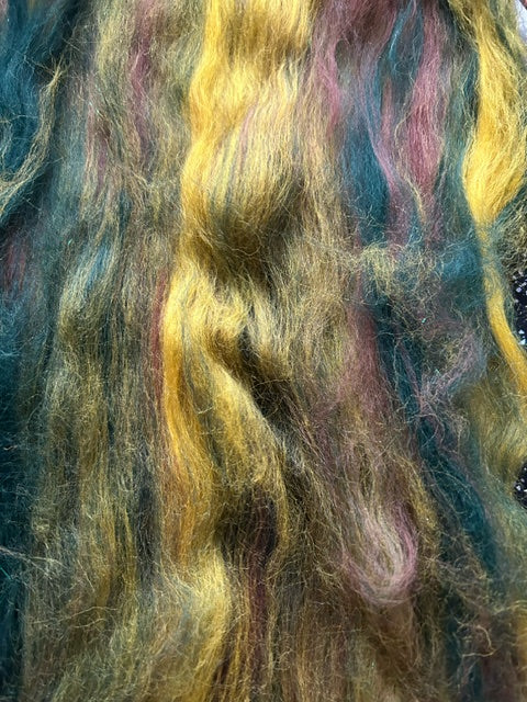 100g Sunflower Corriedale fibre batt with Bamboo and Angelina glitter