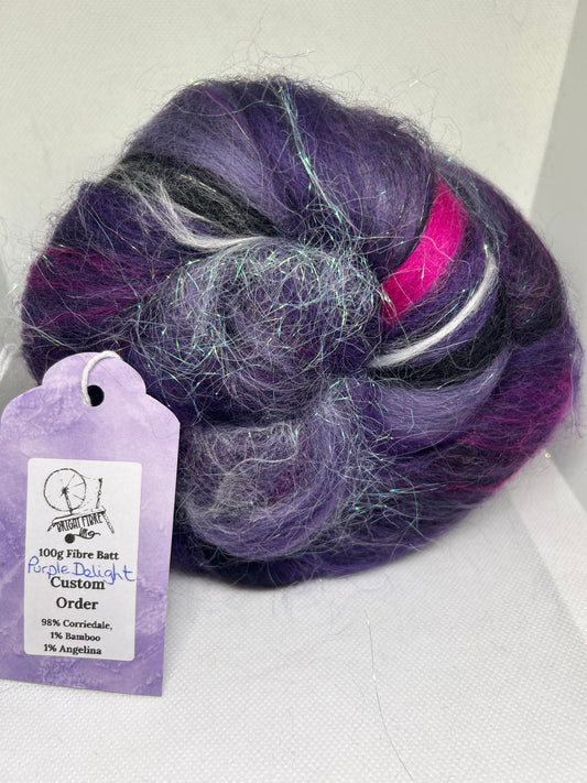 Purple Delight 100g Fibre Batt