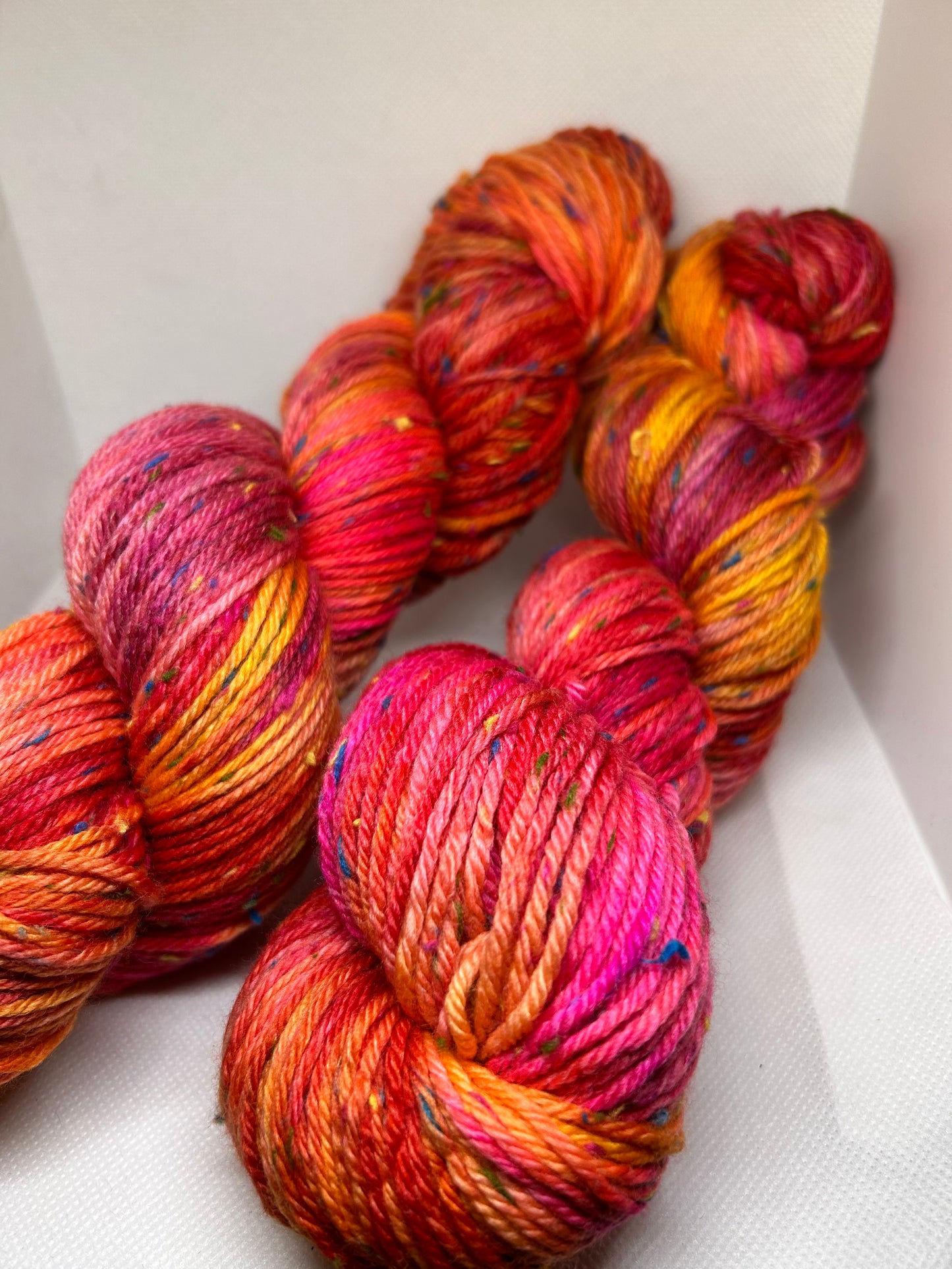 Peaches Hand dyed Yarn with coloured Neps