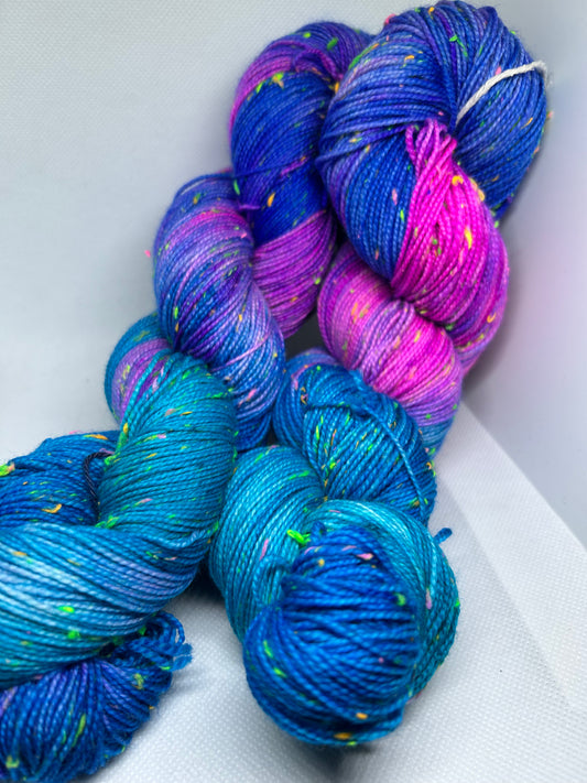 Nebula Hand dyed Yarn with Neon Neps