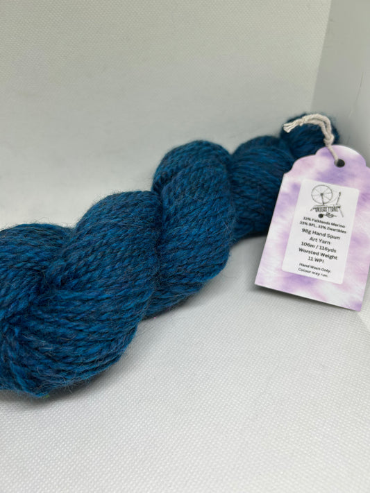 98g Deep Blue Hand Spun Yarn