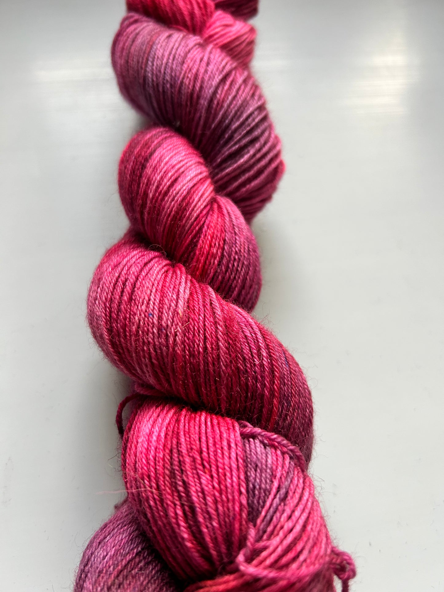 Crimson hand dyed yarn sock weight