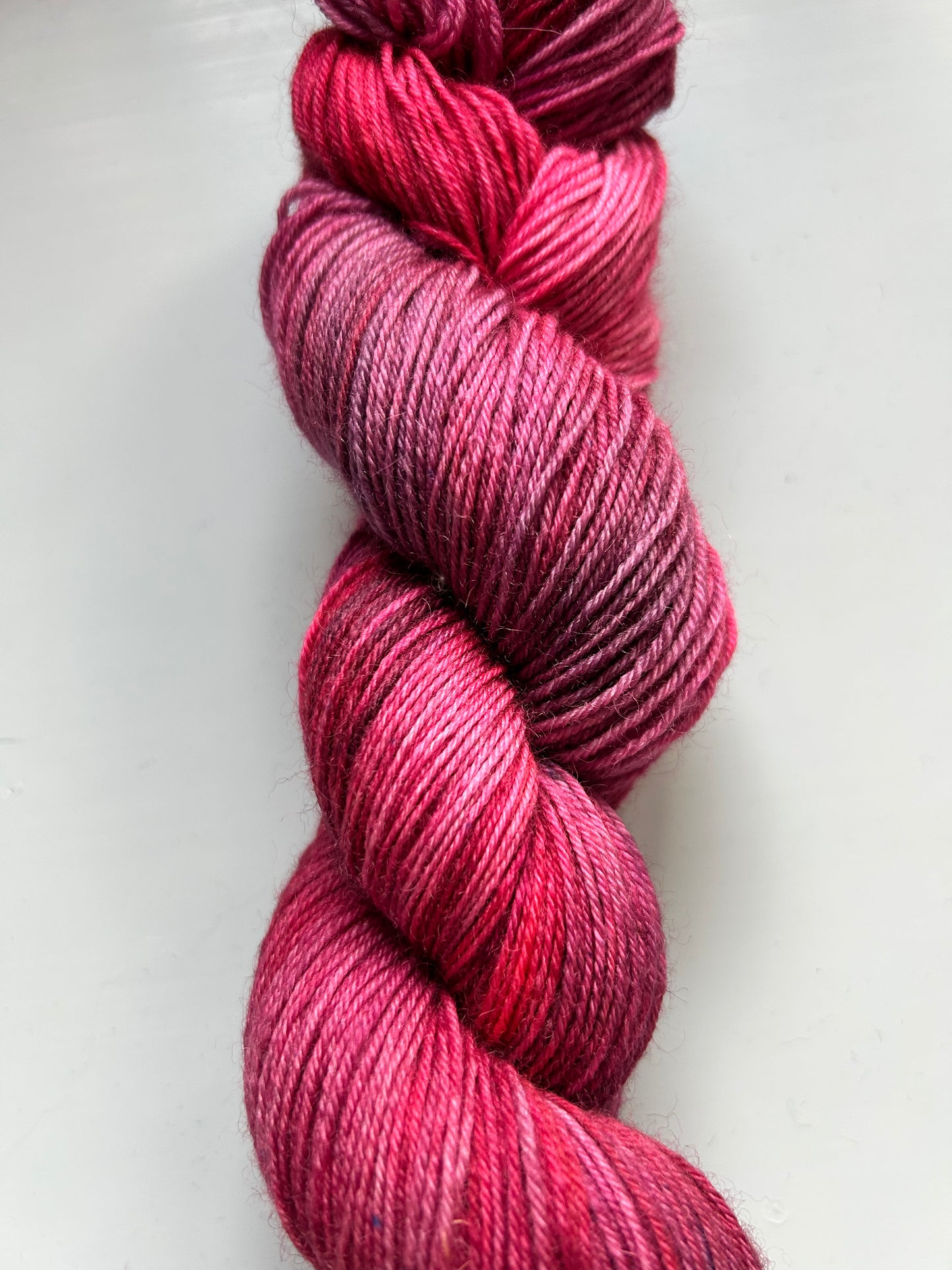 Crimson hand dyed yarn sock weight