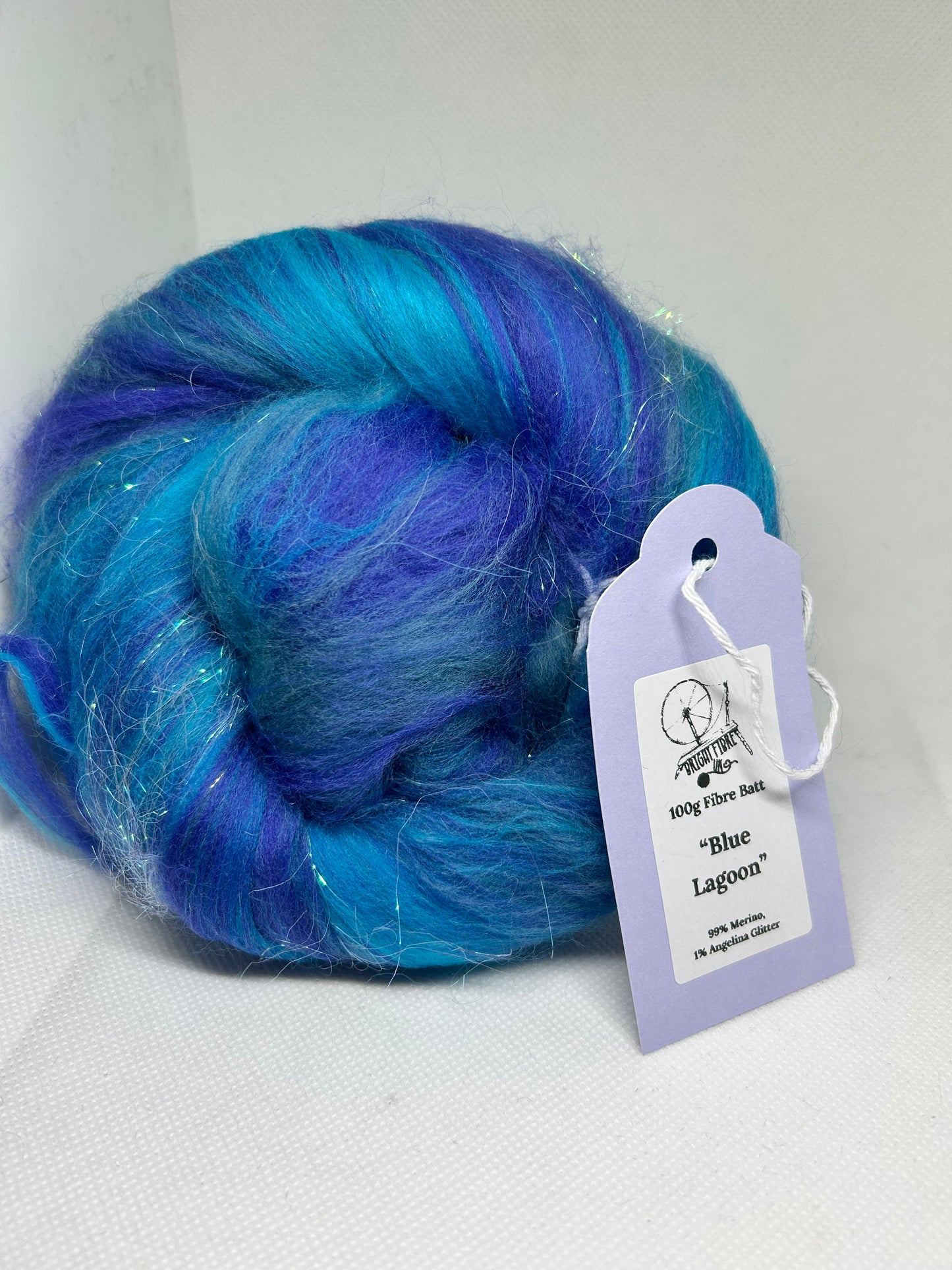 100g Blue Lagoon Merino Fibre with glitter